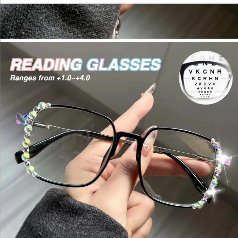 Laureles Women's Geometric Photochromic prescription +2.00 jeweled glasses